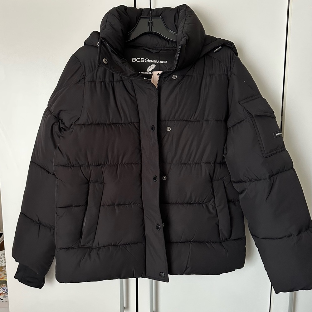 Black Women's BCBGeneration Hooded Puffer Jacket Size: SMALL